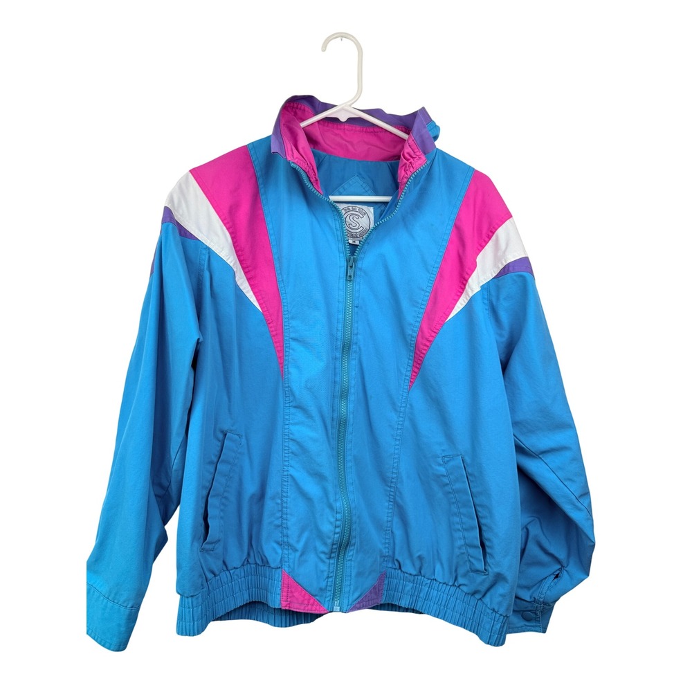 Vintage Current Seen Colorblock Windbreaker Jacket Blue Pink Purple Women Medium